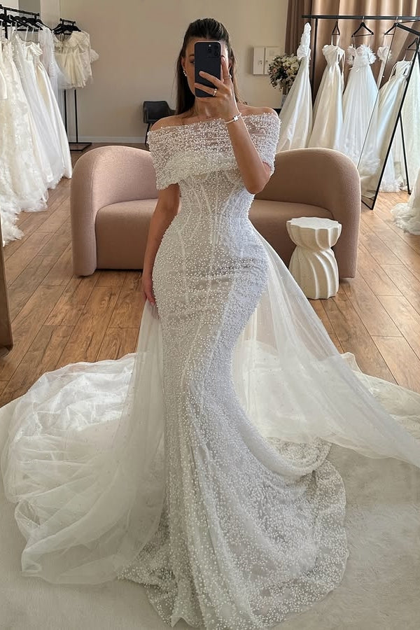 Charming Portrait Sequins Sheath Wedding Dresses With Panel Train