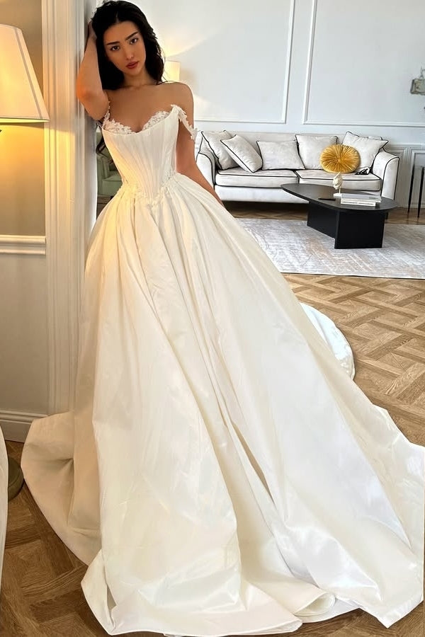 Honorable Off-The-Shoulder Appliques Ball Gown Wedding Dresses