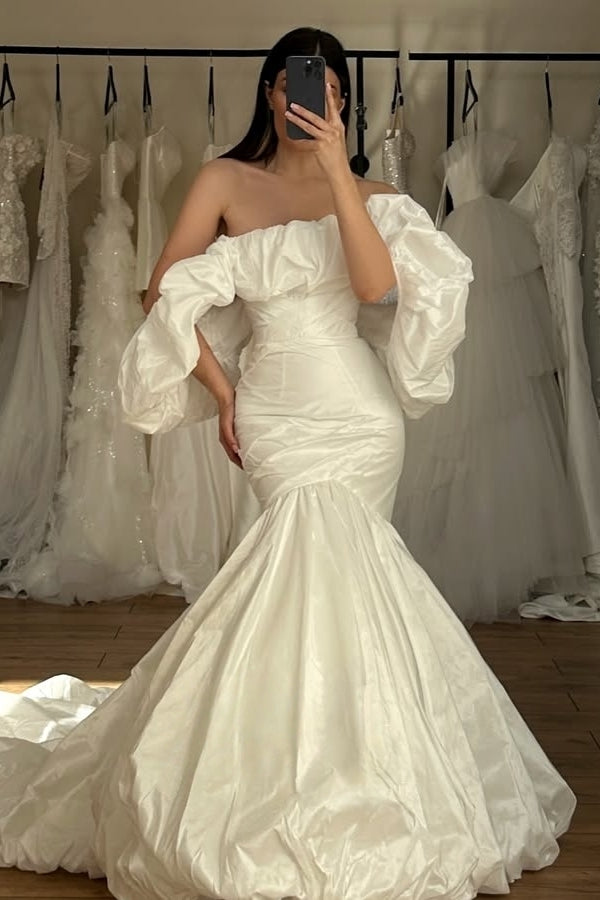 Gentle Off-The-Shoulder Ruffles Mermaid Wedding Dresses