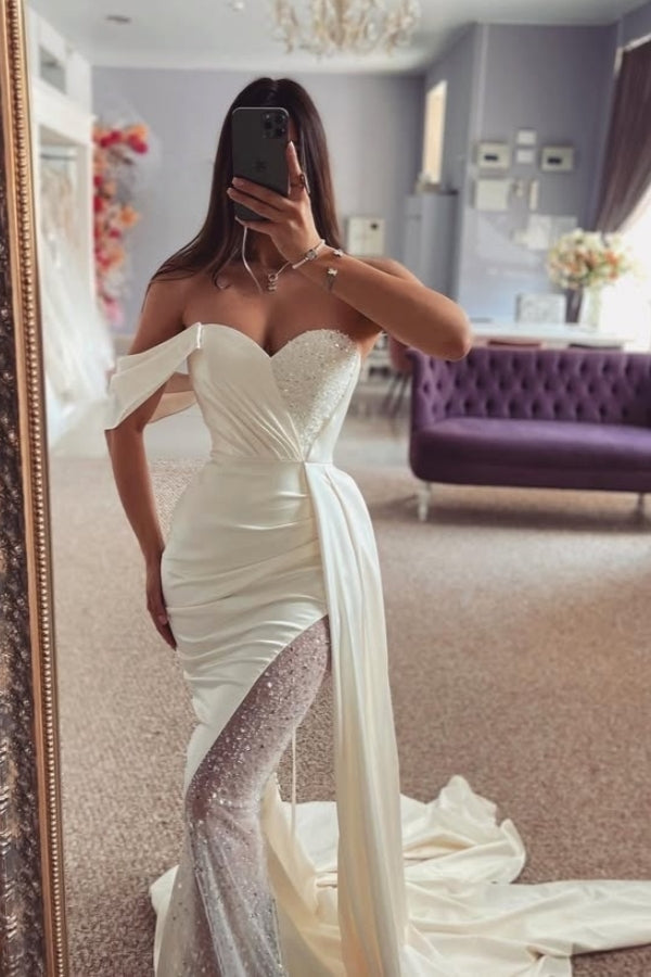 Sparkle Sweetheart Sheath Soft Satin Wedding Dresses With Sequins