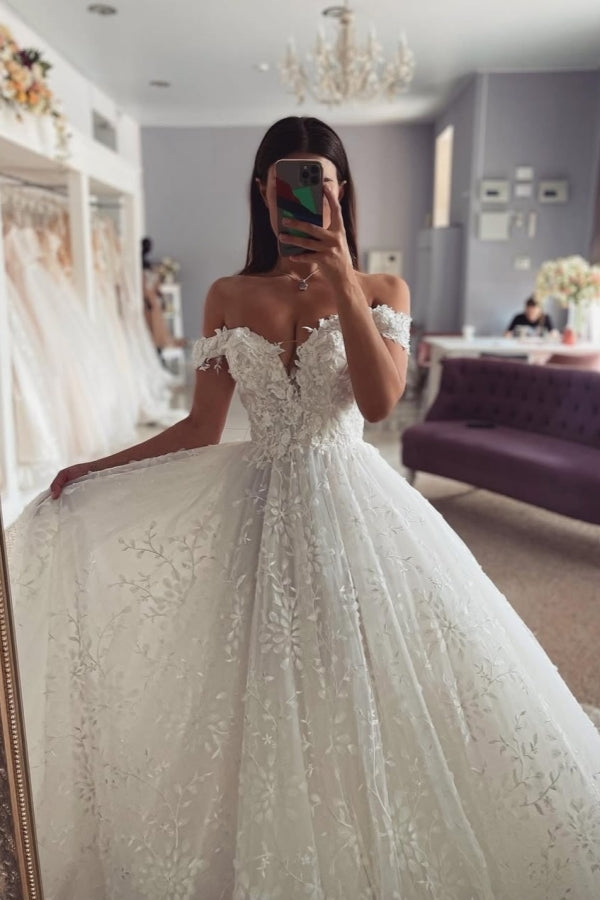 Honorable Ball Gown Off-The-Shoulder Lace Wedding Dresses
