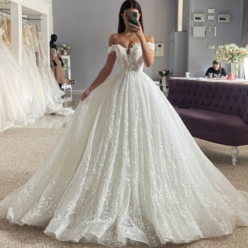 Honorable Ball Gown Off-The-Shoulder Lace Wedding Dresses