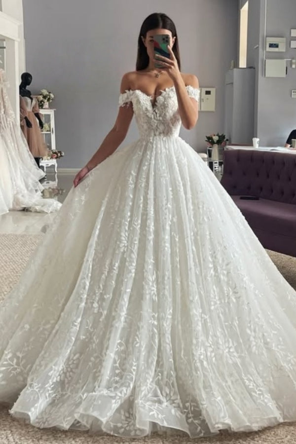 Honorable Ball Gown Off-The-Shoulder Lace Wedding Dresses