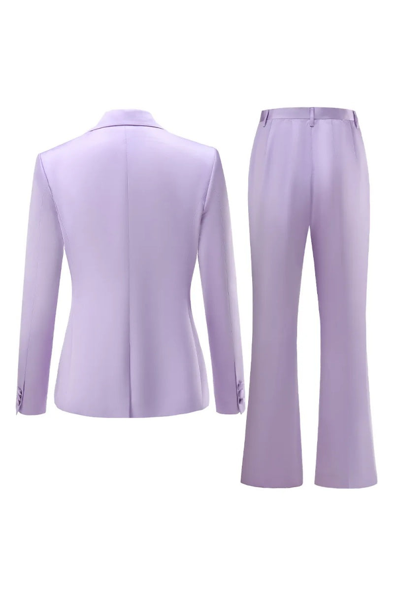 Fashion Lilac Peaked Lapel Double Breasted Women Suits