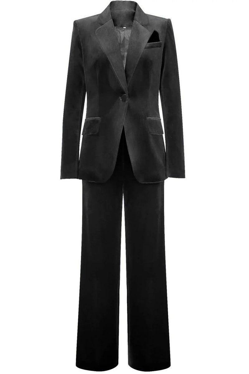 Formal Gray Notched Lapel Slim Fit Women Suits