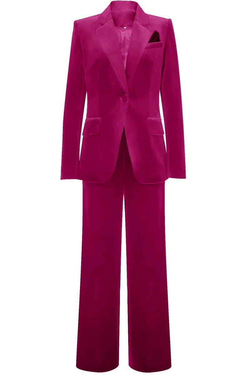 Handsome Fuchsia Notched Lapel Slim Fit Women Suits