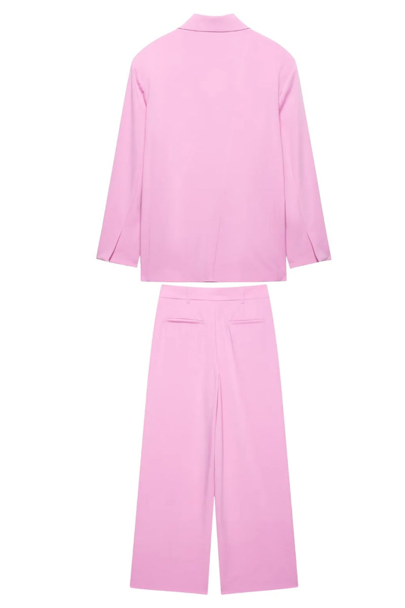 Chic Pink Peaked Lapel Women Suits With Bowknot