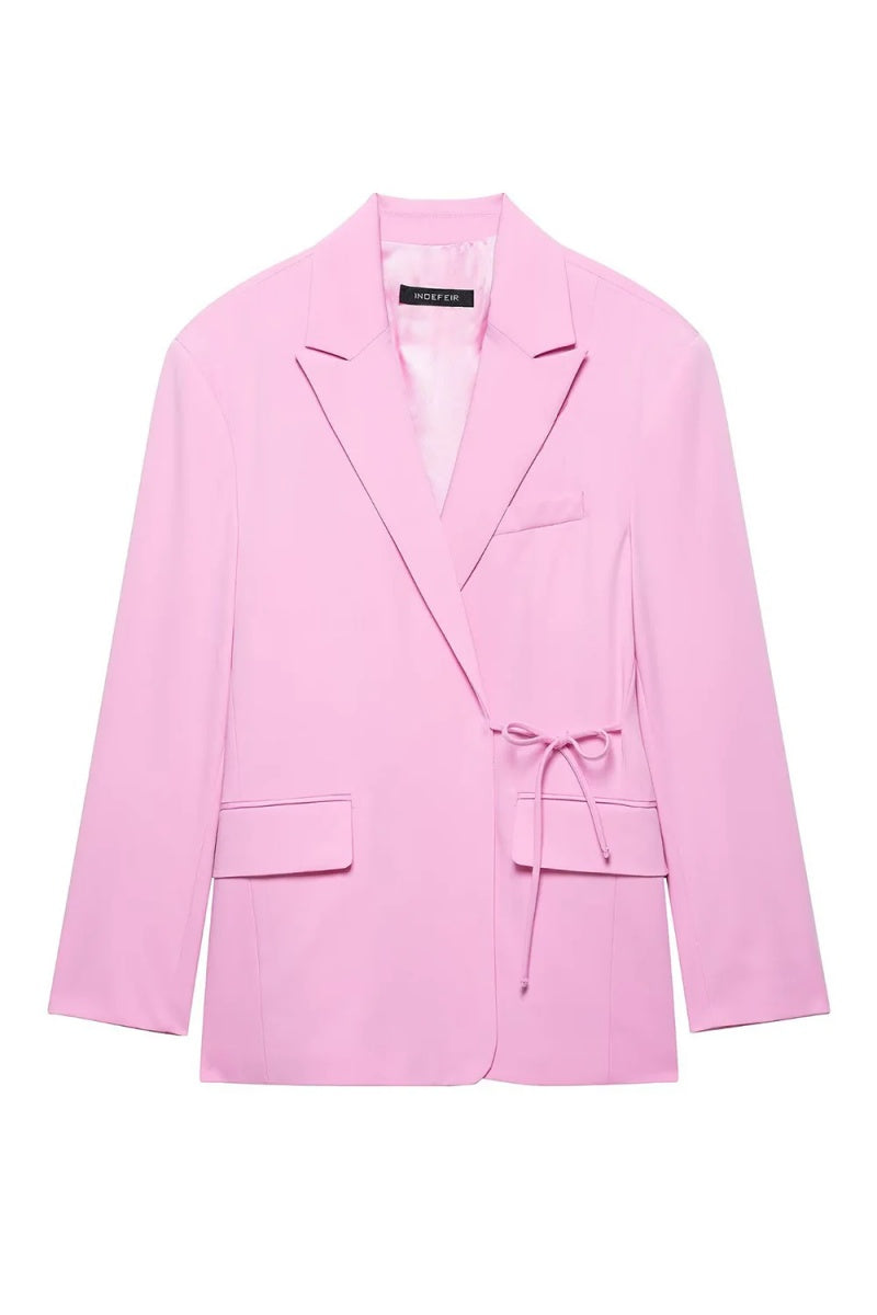 Chic Pink Peaked Lapel Women Suits With Bowknot
