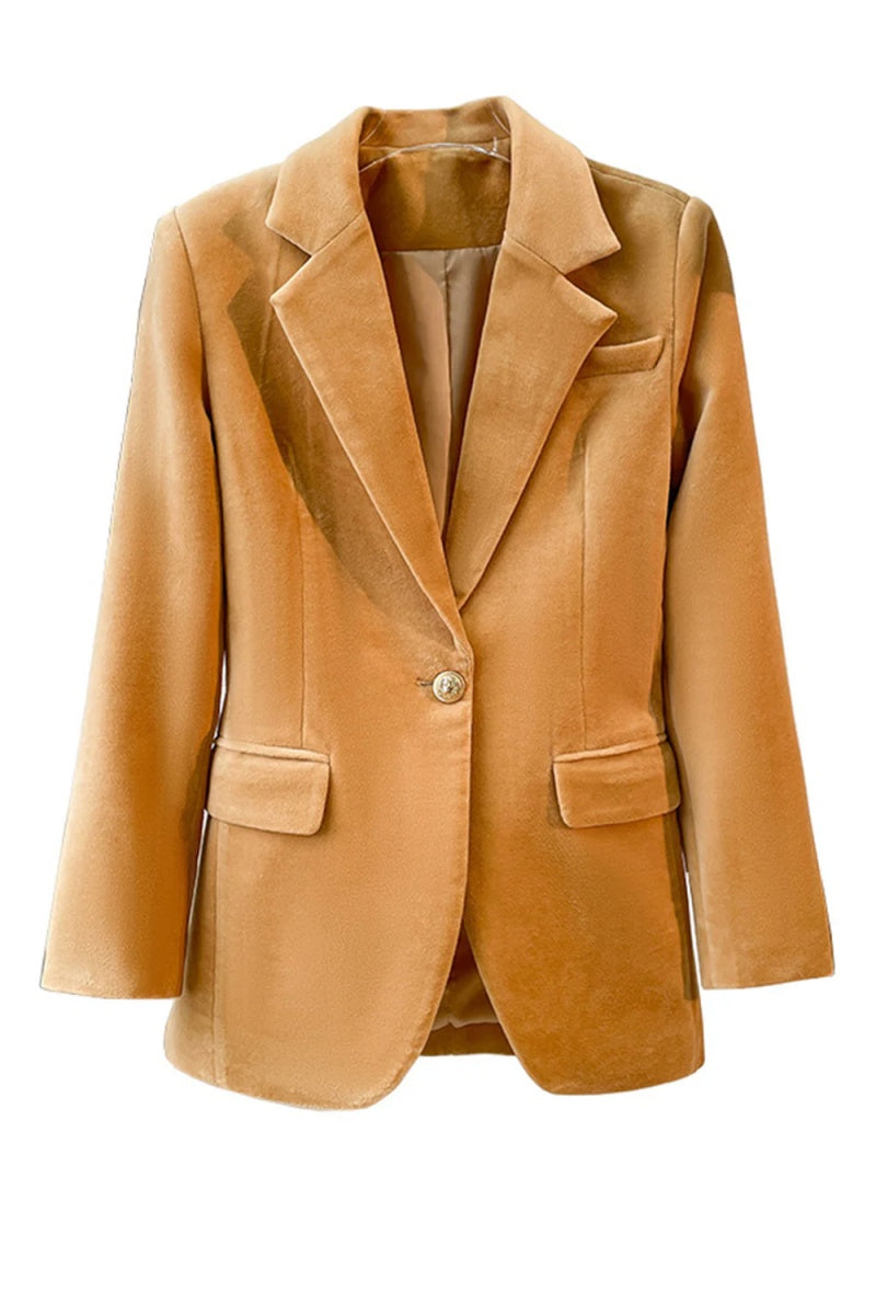 Fancy Light Brown Velvet Notched Lapel Women Suits
