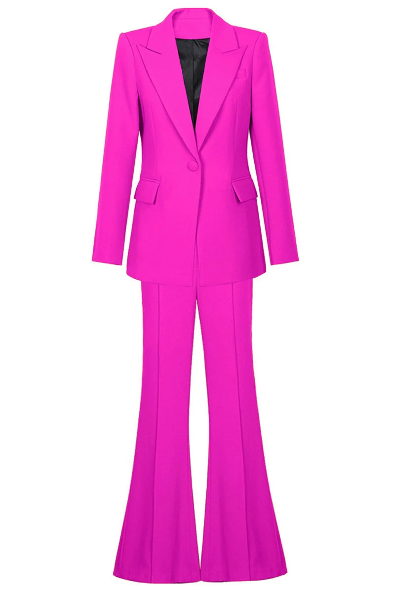 Charming Fuchsia Peaked Lapel Slim Fit Women Suits